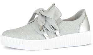 Gabor Damen Low-Top Sneaker, Frauen Halbschuhe,Wechselfußbett,Best Fitting,Laufschuhe,Freizeit,sportlich,straßenschuhe,Silber,42 EU / 8 UK
