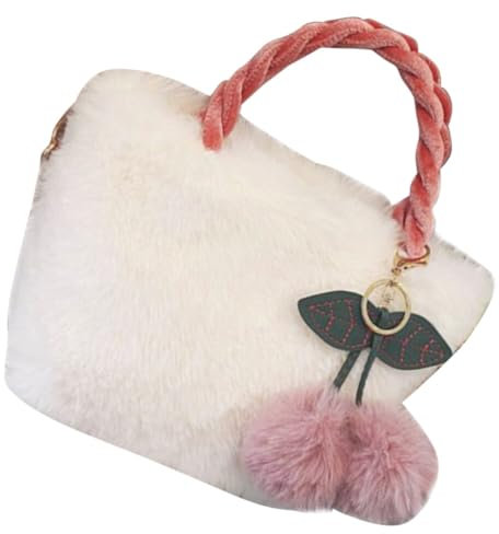 PACKOVE Crossbody Tasche Damen Fluffy Handtasche Mit Kirschen-detail Vielseitig Tragbar Als Schultertasche Oder Umhängetasche Für Alltag Und Besondere Anlässe Geräumig Für Handy Und