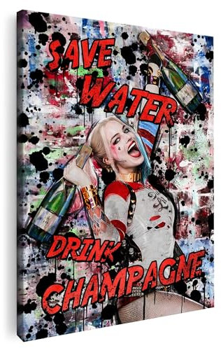 Artmazing | Harley Quinn Bild Bunt | S-Art Bilder Modern | Leinwandbild XXL für Wohnzimmer | Wandbild Deko | Buntes Poster für Wand
