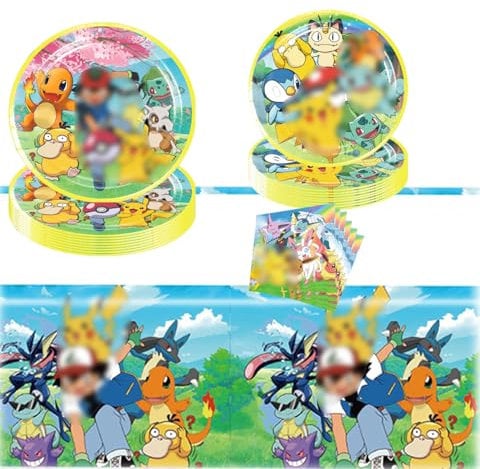 Partygeschirr Set, Geburtstag Partyzubehörsets, Partygeschirr Kindergeburtstag, Pappgeschirr Pappteller Becher Servietten für Kindergeburtstag Party Dekoration Geburtstagsdeko 10 Gäste (D)