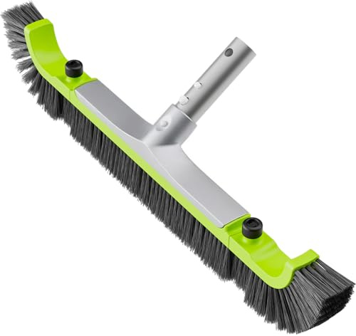 Sepetrel Spazzola larga 50,8 cm per la pulizia delle pareti della piscina, resistente per interno/fuori terra, in alluminio, con estremità curve e setole forti di alta qualità, verde