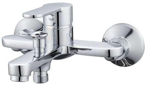 Ulytid Grifo de Bañera, Grifo Bañera de Latón, Grifo Bañera y Ducha, Griferia Ducha Bañera Mezclador Montaje en Pared, Mezclador Monomando de Ducha con Caño de Bañera para Baño, Cromo