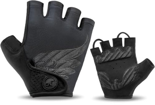 BTNEEU Fingerlose Fahrradhandschuhe mit Gel Mountainbike Handschuhe Halbfinger Männer, Atmungsaktiv Trainingshandschuhe Rennrad Handschuhe Radhandschuhe MTB Handschuhe für Damen Herren (Schwarz-A, M)