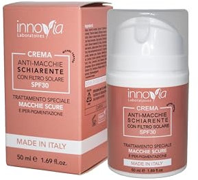 Innovia | Crema Anti-Macchie Schiarente Viso e Corpo con Filtro Solare SPF30 -Schiarisce e riduce le macchie della pelle - 50 ml - Made in Italy
