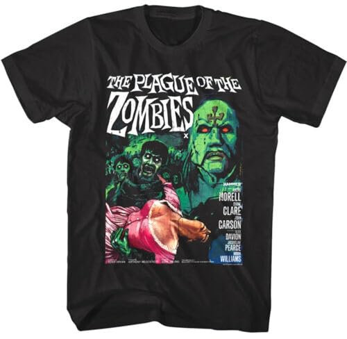 Plague of The Zombies Movie Poster Men's T Shirt 60s Hammer Horror Film Black BlackLarge