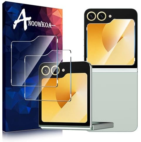 Anoowkoa Protector de Pantalla para Samsung Galaxy Z Flip 6,Cristal Templado Pantalla Entera Antihuellas elícula protectora de vidrio templado Samsung Galaxy Z Flip 6,2 PCS