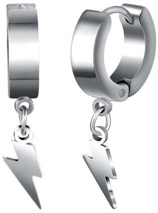 Yumilok Edelstahl Blitz Ohrstecker Ohrringe für Damen Herren Ohrringe Stecker Damen Titan Ohrstecker Herren Silber Männer Creolen Piercing Plugs