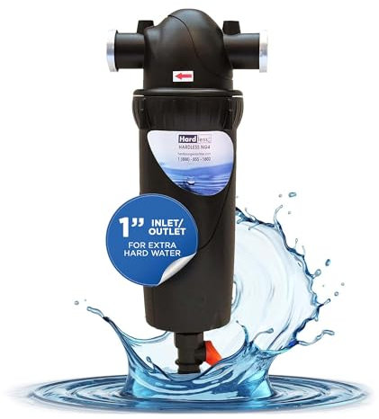 Hardless NG4L Whole House Water Filter - Salt-Free Softening Device - Reduces Limescale, Sediment & More - Compact, Easy to Install - Comes w/ 1 Inlet/Outlet - Filtration System for Extra Hard Water