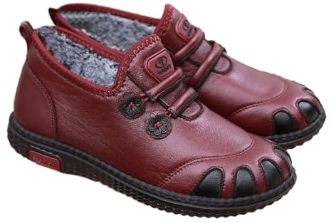 Winterschuhe Damen Gefüttert Winterboots Winterstiefel Lederschuhe Leder Halbschuhe Stiefeletten Schneestiefel Rutschfest Wanderschuhe Trekkingschuhe Outdoorschuhe Walkingschuhe Arbeitsschuhe Gr.35-41