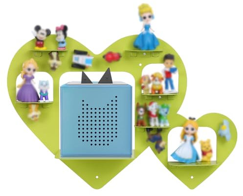 JYiuog Regal für Toniebox & Tonie Figures Aufbewahrung,Storage Rack for 15-20 Tonie Figures, Magnetisches Metallregal für Kids Room Decor, Gifts for Children (Grün)