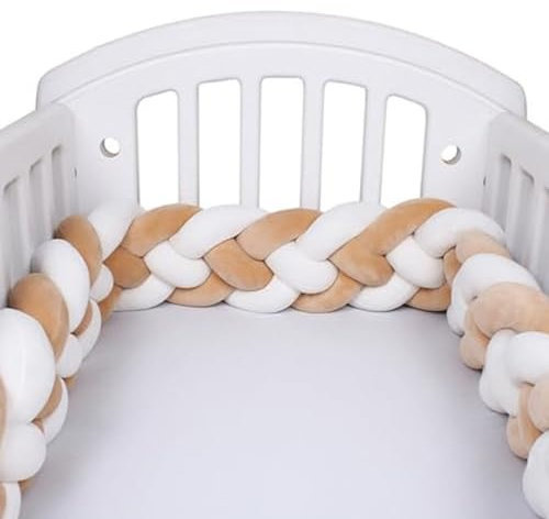 WLXFF Bettschlange Geflochten, Baby Braided Bed Snake, Baby Kantenschutz Knotenkissen, Baumwolle Bequem Bettschlange Baby,B Ettschlange, Nestchenschlange, Bettschlange Baby,C,250 cm