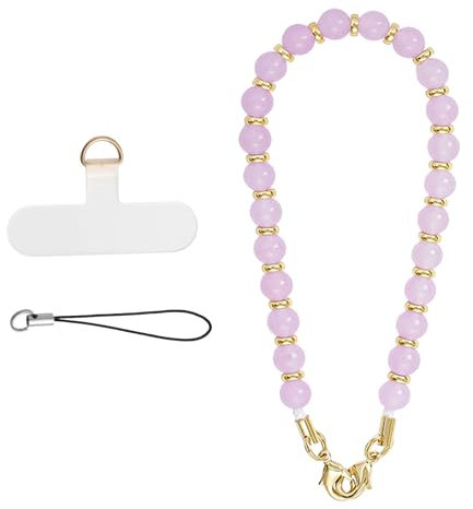 MORSUNBELA Chaîne de Téléphone Portable, Bijoux de Telephone, Lanière de Téléphone Perlée Chaîne de Téléphone Portable Perles, pour fille et femme - Rose Violet
