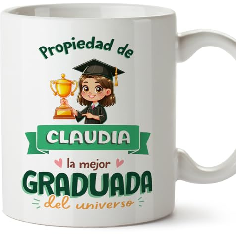 MUGFFINS Tazas Personalizadas para GRADUADA mujer - En Español - Propiedad de - 11 oz / 330 ml - Regalo Personalizable original y divertido