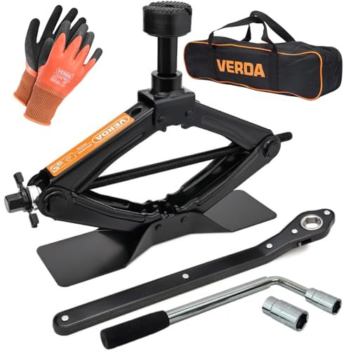 Scherenwagenheber 2T, Car Jack Kit mit Ratsche, Stahlsäule und Gummi, Auto Heber, vergrößerte Stahlplatte, tragbarer Wagenheber für PKW MPV SUV (SN4570)