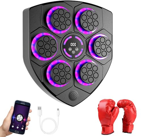Herbst Music Boxing Machine für Erwachsene One Punch Musik Boxen Wandmontage mit Handschuh LED Licht Elektronische Boxmaschine Wall Boxing Trainingsgeräte Unterstützt Bluetooth