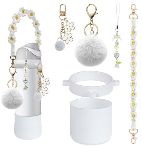 G GENLEAS Silicone Boot Set for Owala Water Bottle 24 oz, Includes Anti-Slip Sleeve, Handle Strap and Cute Charm, Perfect Owala Accessories for FreeSip/Twist/Flip Bottles