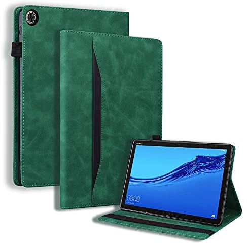 Mldjomid Funda Compatible con Huawei Mediapad M5 Lite 10 Protectora Carcasa con Función de Soporte PU Flip Tableta Cover Case para Huawei MediaPad M5 Lite/MediaPad C5 10.1 2018 Tablet Funda, Verde