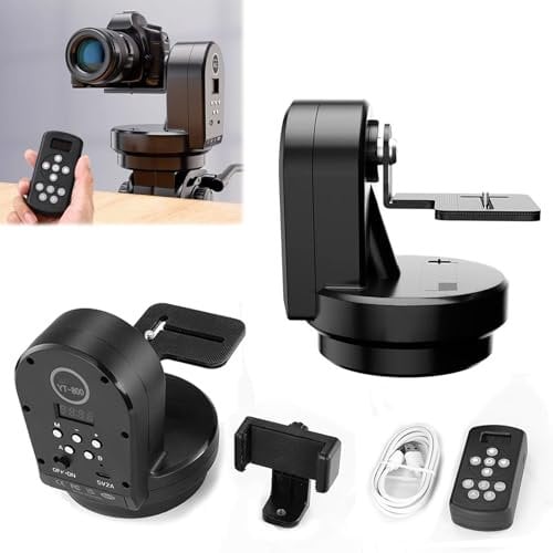 M2 Testa per Treppiede Elettrico, Piastra Rotante per Treppiede per Fotocamera Testa Panoramica Automatica Elettrica 360 Gradi con Telecomando per Fotocamere Treppiede Telefono Cellulare