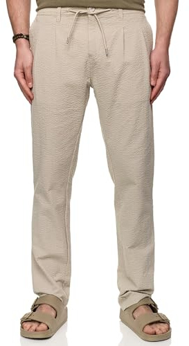 Indicode Herren INWebb Seersuckerhose Lange Stoffhose aus 100% Baumwolle | Leichte Strukturhose für Sommer und Alltag, Baumwollhose, Freizeithose, Herrenhose, Sommerhose, Businesshose für Männer