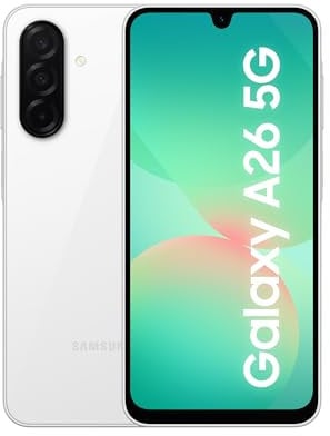 Samsung Galaxy A26 5G AI Smartphone ohne Vertrag, Simlockfreies AI Handy mit Android, 8 GB RAM, 256 GB Speicher, 50-MP-Kamera, White, 2,5 Jahre Herstellergarantie