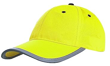 KBOLAE Casquette fluorescente de sécurité - Couleur fluo - Lavable - Décontractée - Orange - 58 cm