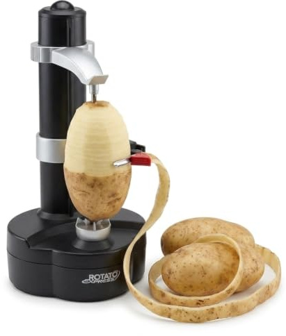 ARDAN STOCK - Electric Fruit Peeler Black - Automatic Electric Peeler Machine | Stainless Steel Blade | One-Touch Operation | Dual-Speed Control | Kitchen Gadget for Potatoes, Apples & More