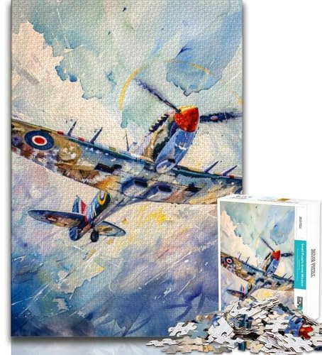 Puzzle für Teenager, 1000 Puzzles, Spitfire-Flugzeug, Familienunterhaltungsspielzeug, ganze Familie, 38x26cm