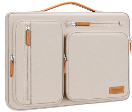 MOSISO 360 Protective Laptop Case 13.3 inch with Soft Lining, Sand | 13 inch Laptop Sleeve Compatible with MacBook Pro 14/Air,Water-Resistant Side Open Carrying Bag with 4 Zipper Pockets&Handle