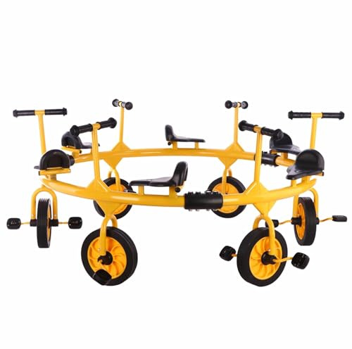Triciclo De Pedales Preescolar for Niños De 3 A 8 Años, Auto con Giro De 360°, Equipo De Juegos Al Aire Libre Y Guardería for Patio, Jardín De Infantes Y Aula(Yellow,6-Person)
