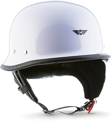 Moto Helmets® D33 „White“ · Brain-Cap · Halbschale Jet-Helm Motorrad-Helm Roller-Helm Scooter-Helm Bobber Mofa-Helm Chopper Retro Cruiser Vintage Pilot Biker · Schnellverschluss Tasche L (59-60cm)