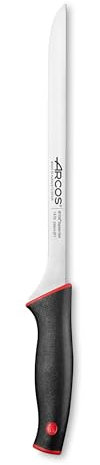 Arcos Serie Duo - Cuchillo Jamonero Flexible - Hoja de 240 mm - Mango Color Negro Rojo