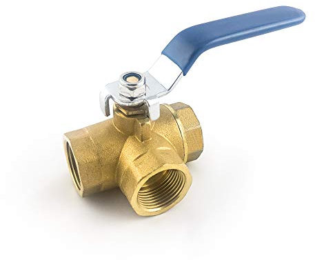 QWORK® Drei-Wege-Typ Innengewinde Wasserrohr Kugelhahn (T-Port), Hebelgriff, Buchse (DN20 3/4'') aus geschmiedetem Messing