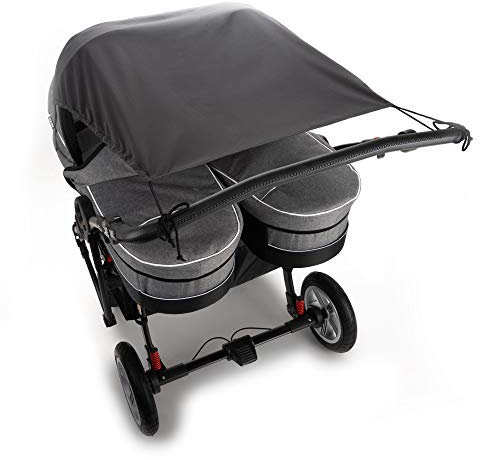 Voile d'ombrage universel pour poussette double avec nacelle/protection solaire avec indice UV 50+/voile solaire pour poussette double et buggy double