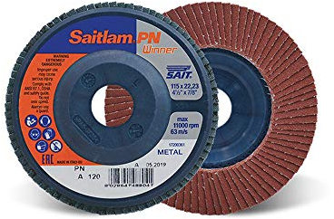 Sait 48832 - Disco abrasivo Winner SAITLAM-PN A, 115 mm x 22,23 mm, grana 60, 10 pezzi