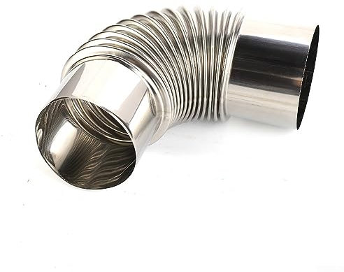 NC 90° Winkelrohr Ø 70mm feueraluminiert (FAL) Stahl Ofenrohr Bogen Rohr, Hitzebeständiges Rauchrohr für Öfen, Bogen Kaminrohr Standard, Silber