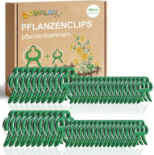 Clips pour Attacher Les Plantes 80Clips(30 Grandes + 50 Petits) Vert pour Plantes - Aide à l'escalade des Plantes grimpantes sur tuteur Spirale ou Piquet Bambou Clips pour Le Jardinage et Le Potager