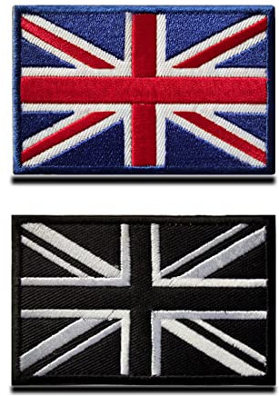Zcketo 2 St. Britische Union England-Flagge Emblem Grossbritannien UK Gestickt Verschluss Aufnäher für Kleidung Taschen Rucksack Uniform Weste Hundegeschirr Militär Taktisch Draussen Jersey