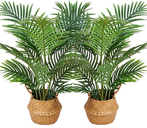 Kazeila Kunstpflanzen Groß 90cm Künstliche Palme Pflanzen Fake Pflanzen Plastik Kunstpalme Pflanze Deko für Home Wohnzimmer Schlafzimmer(2PACK)