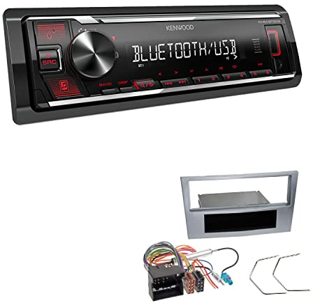 Kenwood KMM-BT209 1-DIN Autoradio Media Receiver Bluetooth USB AUX mit Einbauset passend für Opel Corsa D 2006-2014 matt Chrom