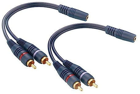 EIGHTNOO Cavo RCA Audio Presa da 3.5mm a Connettore RCA, Placcato Oro Cavo RCA Jack 3.5 Femmina a 2RCA Maschio da 22cm Audio Stereo per Cellulare, Amplificatore, Altoparlante, TV