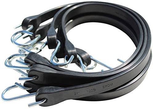 Spanngummi-Set (6x54cm) Schwarze Expander EPDM-Spanngummis mit S-Haken, Starke Outdoor Gummis, UV-beständig