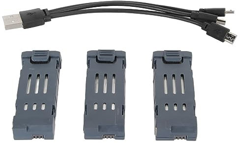 3pcs Drone Battery, 600mAh 3.7V Haute Capacité UAV Lithium Batterie de Remplacement Rechargeable Quadcopter Drone Batterie pour E58 E68 JY109 998PRO