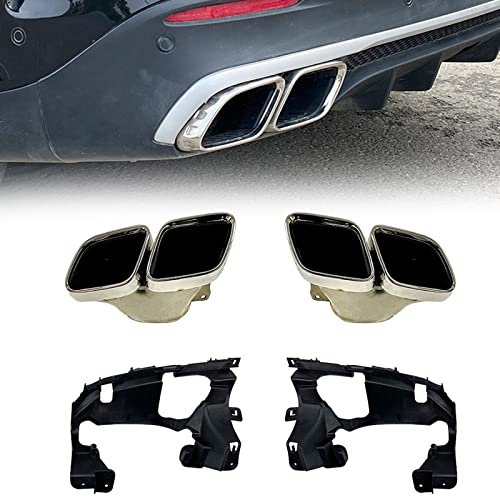WOHOOD Auto Dekorieren Endschalldämpfer Endrohrabdeckung Mit Rahmen Quad Endrohr Edelstahl Für Benz GLE53 GLE63 AMG W167 2020-2022 (Color : Silver)