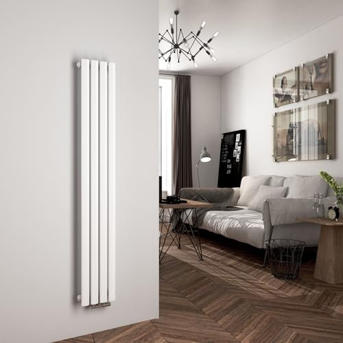 EMKE Oval Heizkörper Klein 1600x240mm, Design Heizkörper Schmal Hoch Einlagig Röhrenheizkörper Mittelanschluss Heizung Weiß 427W