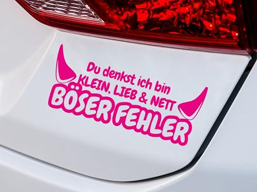 KLEBEKÖNIG lustiger Autoaufkleber - Du denkst ich bin klein - 25x10cm Tuning Aufkleber Sticker sprüche Stickerbomb Heckscheibenaufkleber Jdm lustige Auto-Aufkleber Fahrzeug Dekor