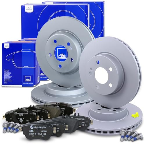 ATE Bremsenset inkl. Bremsscheiben Ø305x28mm vorne belüftet + hinten und Bremsbeläge vorne hinten Ø 300 mm belüftet und Bremsbeläge hinten Kompatibel mit MERCEDES E-Klasse (W213, A238, C238, S213)