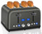 SEEDEEM Toaster 4 Scheiben, LCD-Display, 6 Farbeinstellungen, Edelstahltoaster, 1,5'' breite Schlitze, digitaler Toaster für Bagel, Auftauen, Aufwärmen, Dual Control, dunkelmetallisch