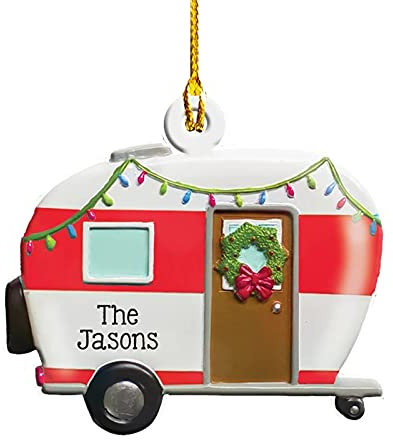 Mymyguoe Christbaumschmuck Personalisierte Feuerwehrauto Baumschmuck Wohnmobil Camper Weihnachtsdeko Christbaumkugel Christbaumschmuck Weihnachten