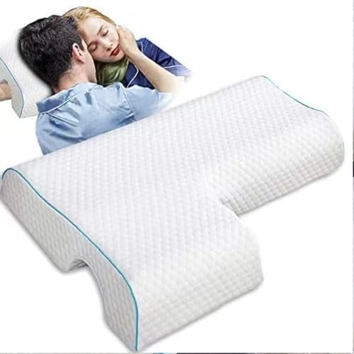 Seitenschläferkissen Memory Foam, Armöffnung, ergonomisch | Nackenkissen, Viskoelastischer Schaum, Seitenlage, Rückenlage, Bauchlage, Kopfkissen, Halsstütze, Erwachsene