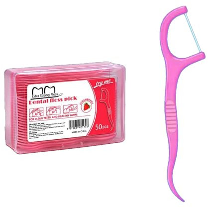 200 x Zahnseide-Sticks - Erdbeergeschmack - 2 in 1 Zahnseide + Zahnstocher, Speziell für Backenzähne, Ideal für enge Zahnzwischenräume, Sorgt für gründliche Zahnreinigung (Standard, Erdbeere)